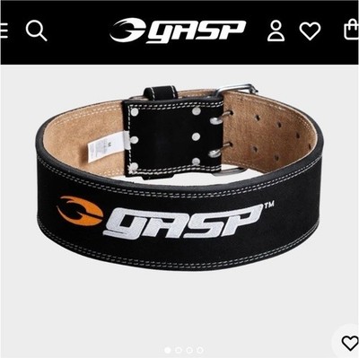 GASP Training Belt Black Leather Double Pin Buckle Weight Lifting Gym SIZE XS