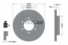 2X 92080400 TEXTAR Bremsscheibe für TOYOTA,VW
