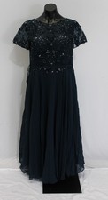 Azazie Women's Adina Boatneck Sequins Chiffon Dress JW7 Dark Navy Custom Size