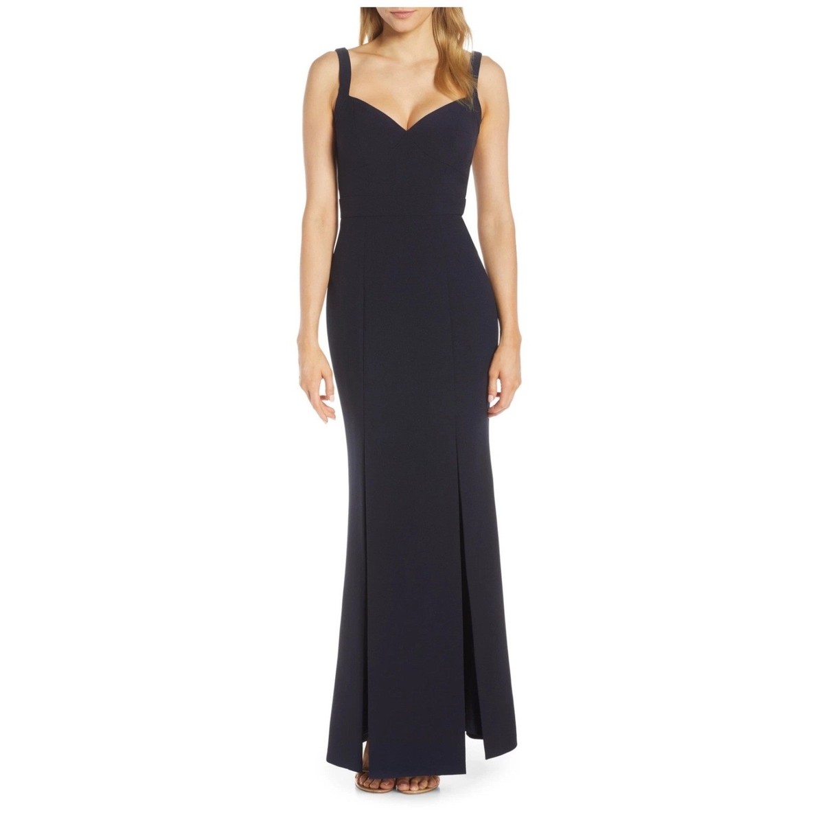 Eliza J Gown Dress Maxi Crepe Double Slit Prom Wedding Formal Navy Blue 10 | eBay Eliza J Gown Dress Maxi Crepe Double Slit Prom Wedding Formal Navy Blue 10 | eBay