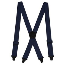 Heavy Duty Suspenders for Men - 48" Adjustable Straps 1 1/2" - X Back Navy