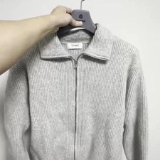 Tim Homme Men's Ivory Zip-up Knit Sweater 95 24fw