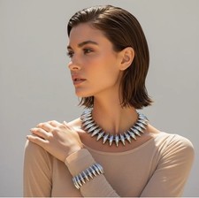 silver Chunky Statement necklace Bracelet Set