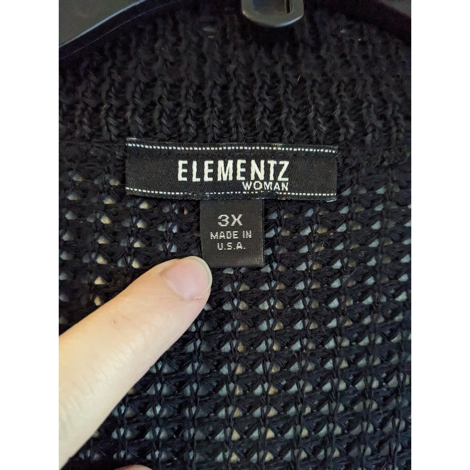 Elementz Women's Black Long Sleeve Open Face Cardigan Size 3X - Image 3 of 4