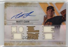 2015 Topps Triple Threads Auto Relics Gold /9 Matt Cain #TTAR-MCN3 Auto 0b0