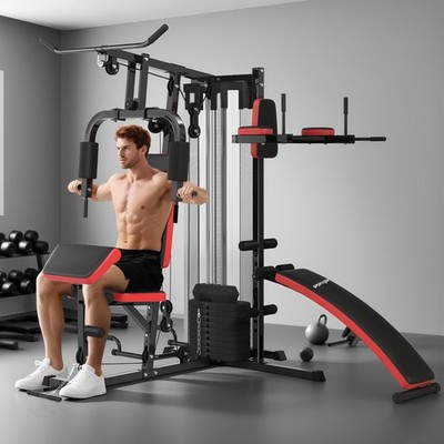 SPORTNOW Kraftstation Multifunktionale Fitnessstation mit Butterflystange Curler