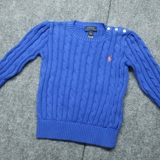 Polo Ralph Lauren Cable-Knit Sweater kids 6 Blue Pony Logo Long Sleeve Crewneck