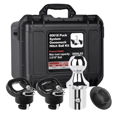 60618-Puck System Gooseneck Hitch Ball Kit with Box, 2-5/16  Ball for Truc