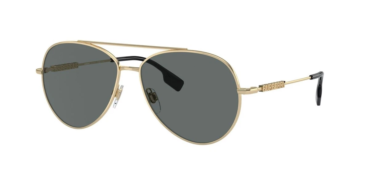 New Burberry Sunglasses Polarized Gold Black Check Arms Aviator Pilot Metal A13F1E34-3F74-4726-9E2D-  main image 2