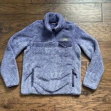L.L Bean Women’s XS Purple High Pile Pullover Sweatshirt Jacket 1/4 Snaps
