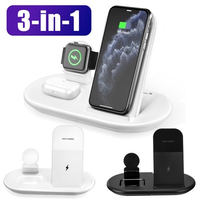 3 in 1 Wireless Charging Charger Stand Station For Samsung Apple Air Pods  Watch | eBay