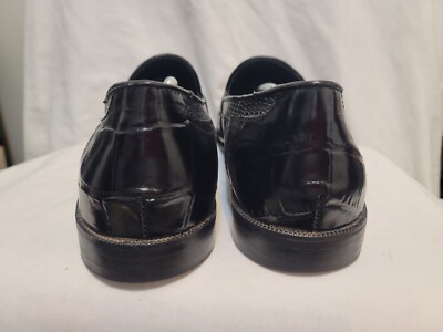 Stacy Adams Serafino Genuine Snake/ Leather Loafers Black Sz  display picture 2