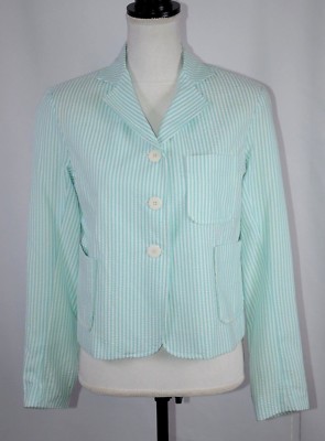 New Jill Stuart Women's Blazer Sz Small Seersucker USA Cotton Blend Striped $176