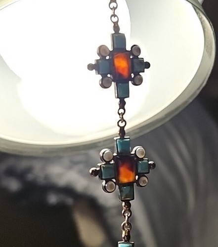 Vintage Southwestern 925 Silver/ Turquoise/ Mother Of Pearl/ Tortoise Bracelet - Picture 3 of 6