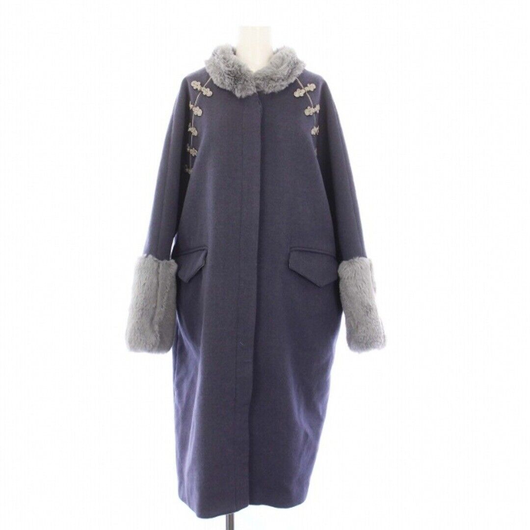 Pameo Pose Mandarin Cocoon Coat Stand Collar Long Pameo Pose Mandarin Cocoon Coat Stand Collar Long