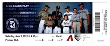 2012 San Diego Padres - Diamondbacks ticket YASMANI GRANDAL Debut FOUNDERS CLUB