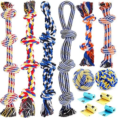 Large Dog Toys for Aggressive Chewers 12 Pack Indestructible Dog Chew Toys fo...