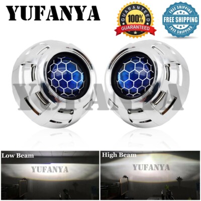 2.5'' Honeycomb Bi xenon HID Projector Lens 3.0'' Silver Shrouds Car Headlight