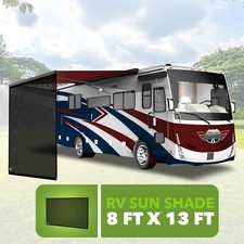 Front Shade for RV Awning 8' X 13' 3'' Black Mesh Screen Sun UV Wind Blocker LCW