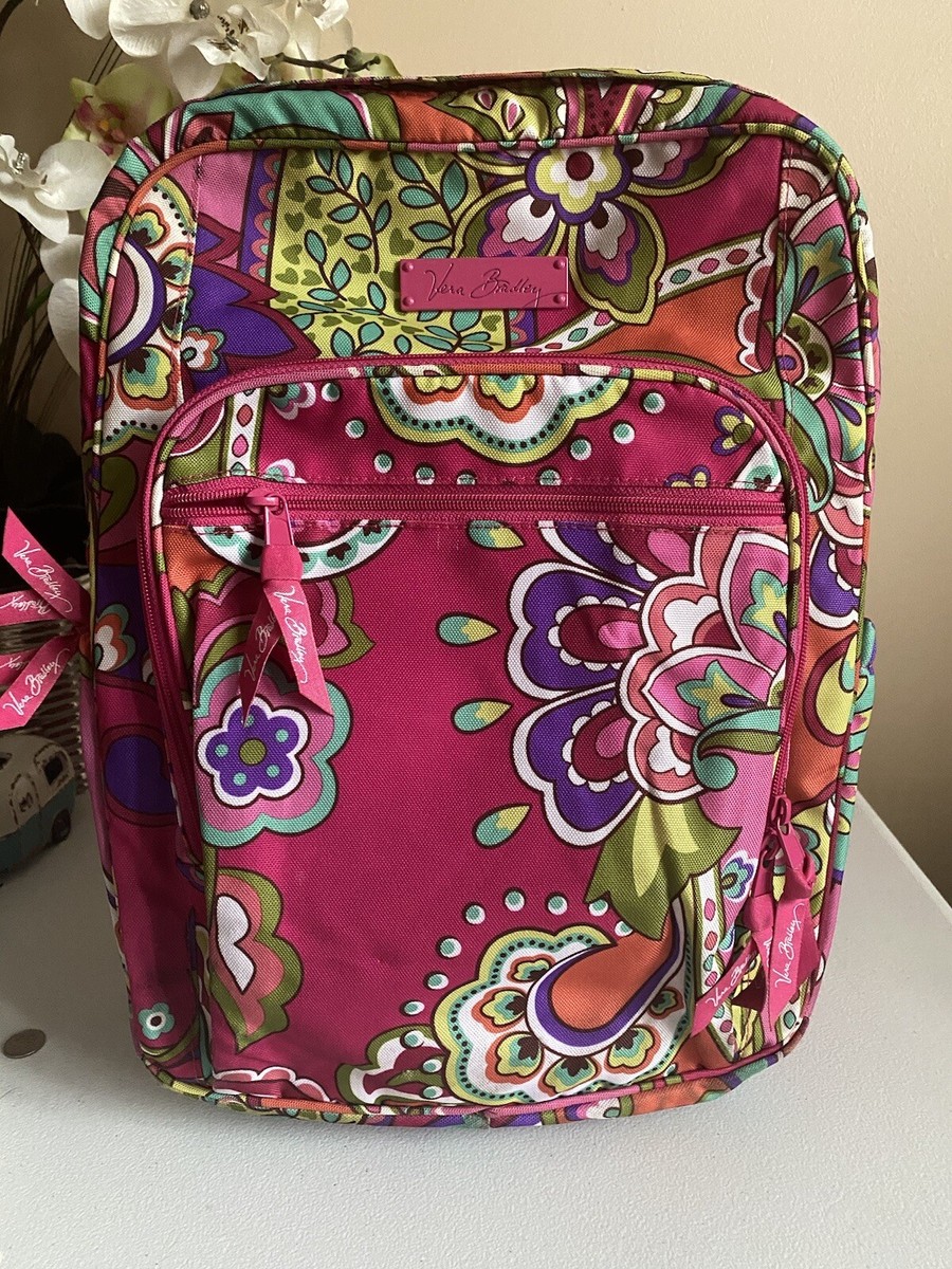 Vera Bradley Lighten Up Large Backpack Pink Swirls Pattern 15”x 11” Paisley