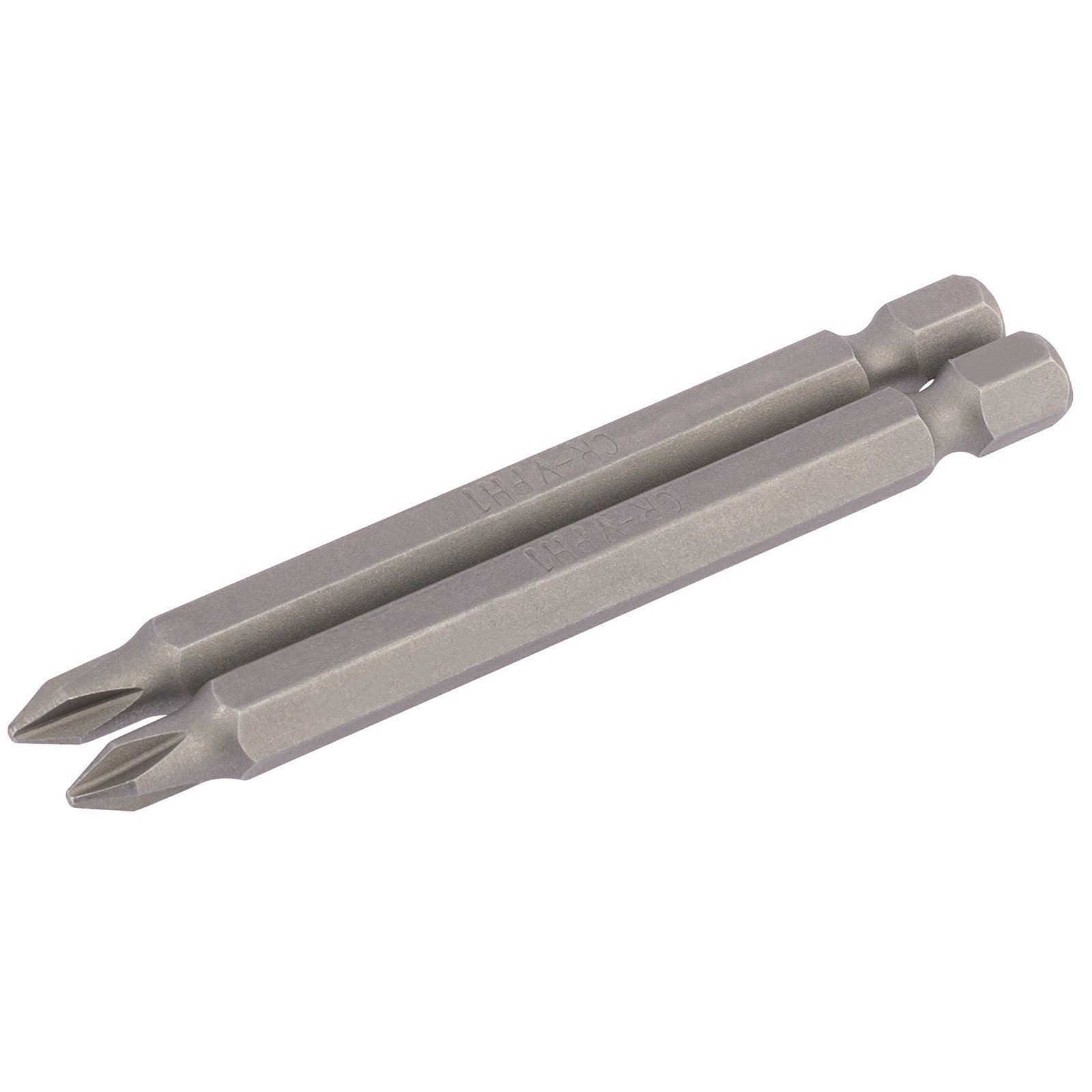1x Pair Of Draper No. 1 1/4"" Hex Cross Slot Insert Bit - 75mm Long