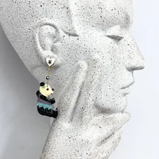 Vintage Lunch at The Ritz Bear Earrings 1989 14K Gold Posts