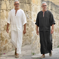 Muslim Herren Islamische Langarm Abaya Robe Thobe Kaftan Saudi Arabisch Kleidung