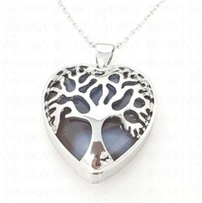 Healing Quartz Tree of Life Gemstone Heart Pendant Chain Necklace Chakra Anxiety