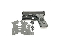 Handleitgrips Gray Textured Rubber Grip Tape with Black Skull for Glock 17/22