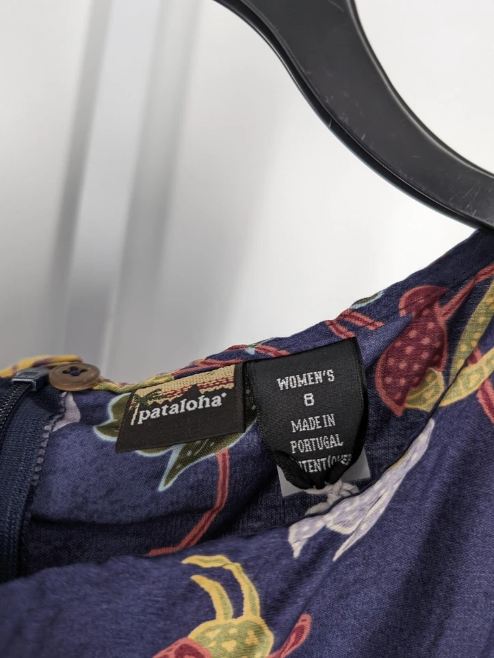 Pataloha Patagonia 连衣裙 8 码蓝色无袖夏威夷花卉蜡染葡萄牙 — 第 3/4 张图片