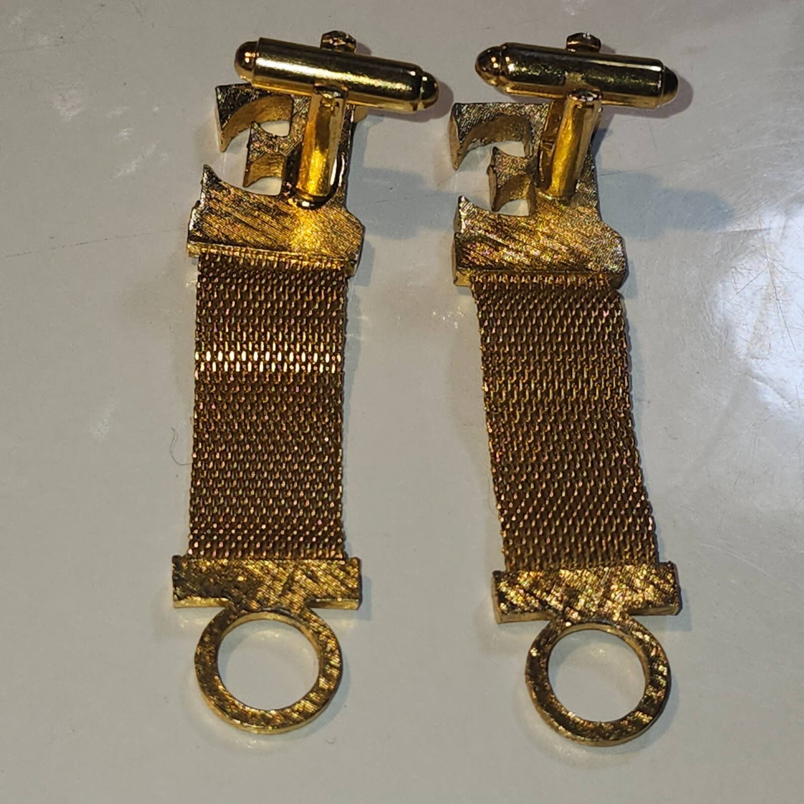 Vintage Dante Letter "E" Signed Gold Tone Cuff Links image 6
