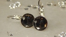 Silver Plated Milled Edge Drop Leveback Earrings  10mm Resin Stone Choose Colour