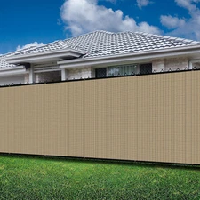 8FT Tall Fence Privacy Screen Shade Cover Breather Mesh Cover Sand UV Block