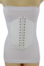 Neuf Femme Sexy Mode Blanc Faux Cuir Large Taille Haute Corset Ceinture M L XL