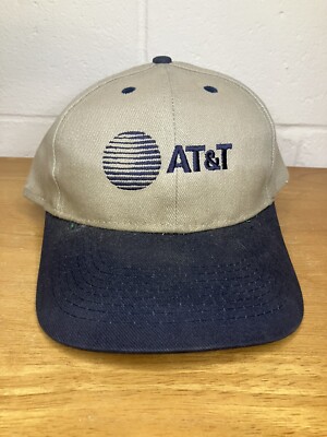 Vintage AT&T Hat Snapback Tan Black Logo Cap Toppers