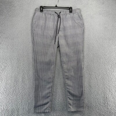 Pacsun Dress Pants Men's medium Gray Black Houndstooth Elastic Waist Casual  Flat