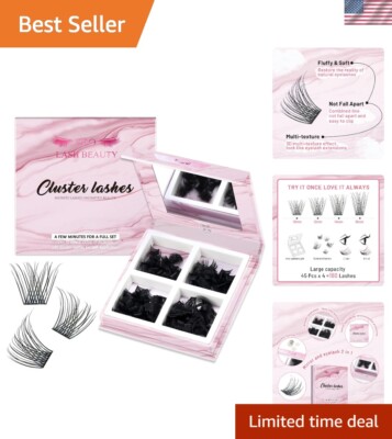 Natural 180 Pcs Cluster Lashes - Reusable & Lightweight Faux Mink Extensions
