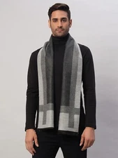 Men's WINTER 100% CASHMERE SCARF Black Made in India Soft Wool Wrap Checks Scarf