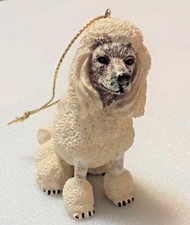 WHITE POODLE DOG Resin Figurine Christmas Ornament  Detailed Realistic