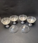 Vintage Depression Glass 2-Piece Sherbet Ice Cream Bowls  w/ Metal Chrome Bases