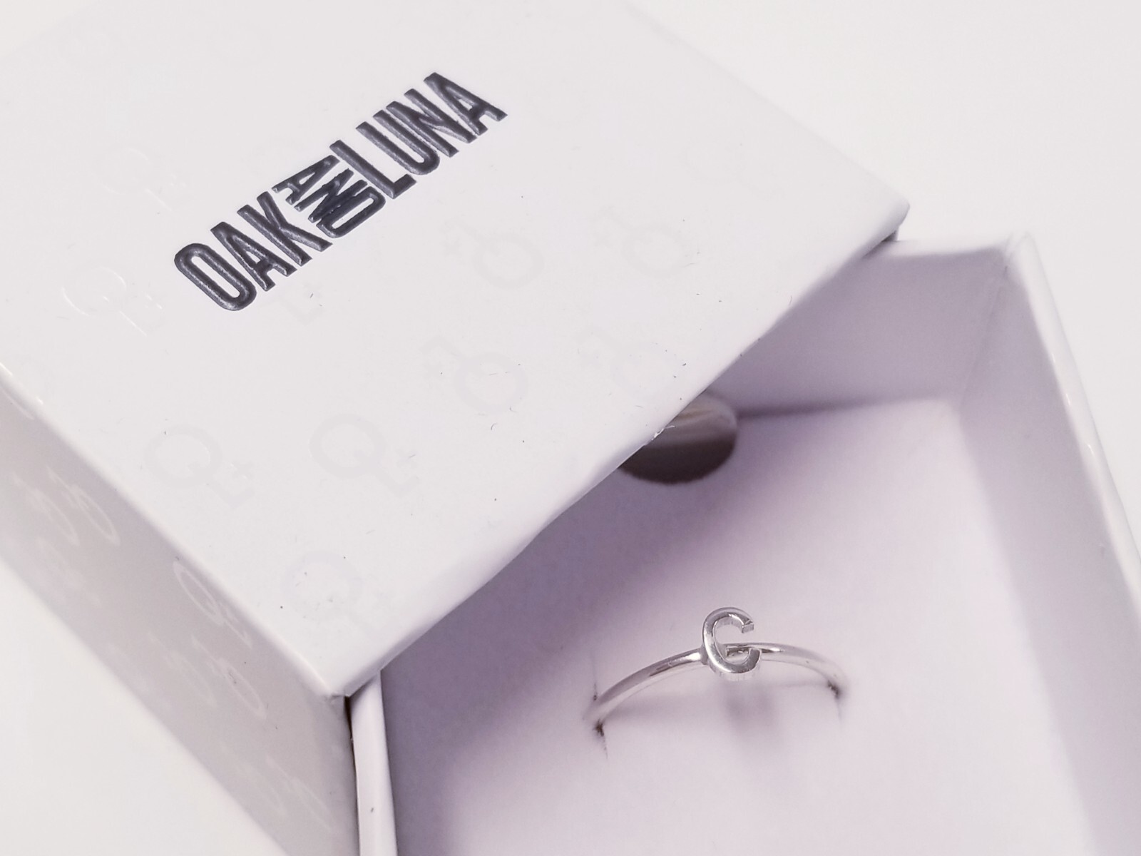 Oak and Luna Stackable Inez Initial Ring - SILVER… - image 1