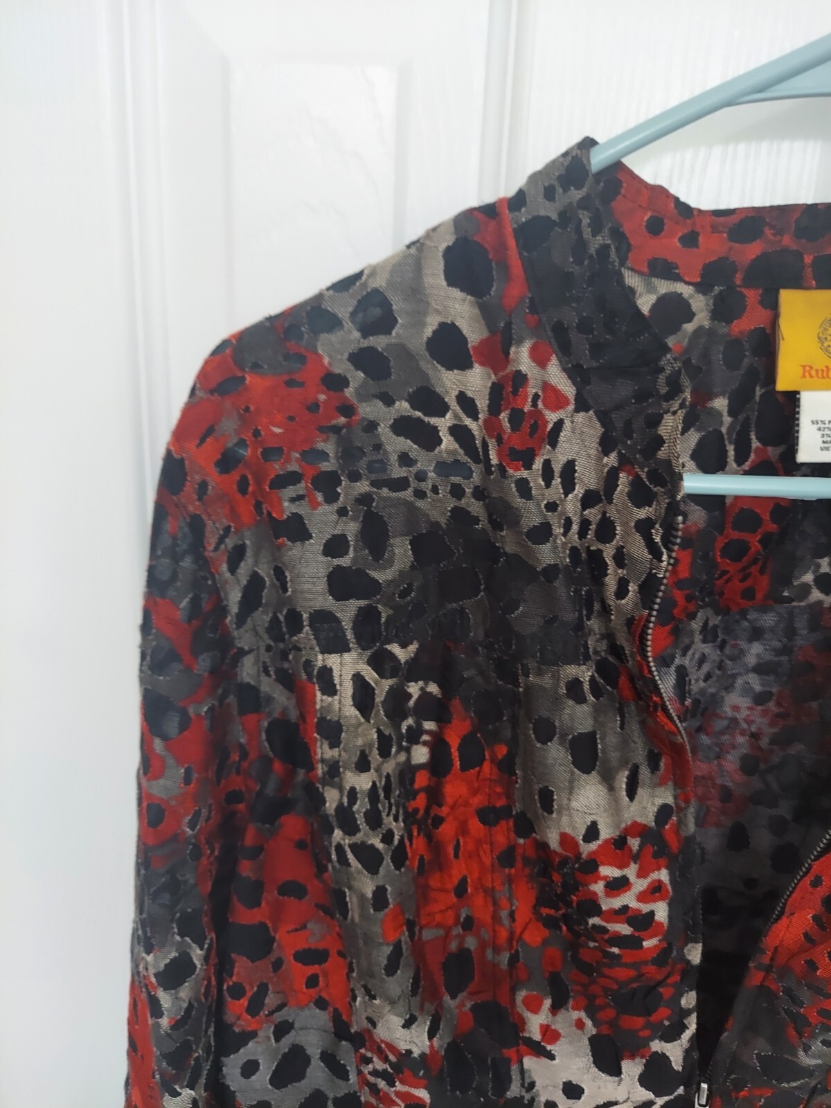 Ruby Rd Red Multicolored Lightweight Jacket Size … - image 3