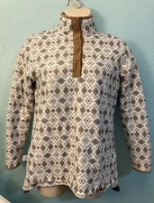 Marley Lilly Aztec Sherpa Suede Pullover MONOGRAMMED Womens M Reversible