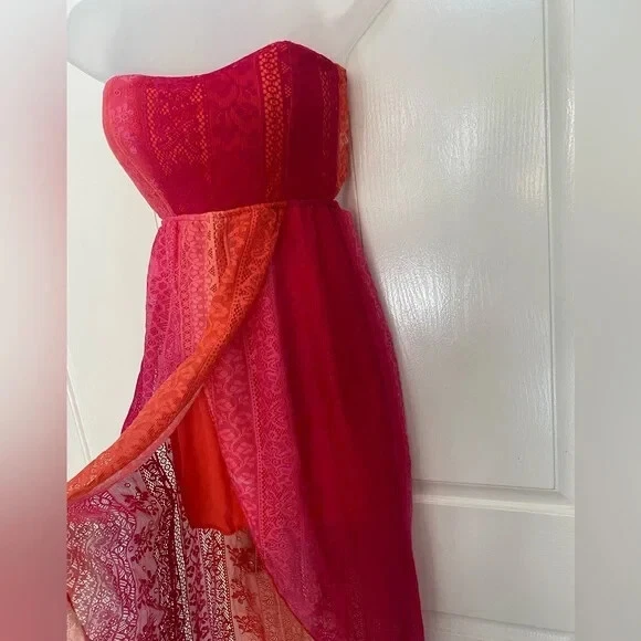 Rue21 Strapless Red and Orange Dress Sz S - Image 2 of 3