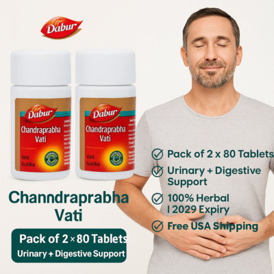 Dabur Chandraprabha Vati 80 Tabs x 2 | Urinary & Digestive Health | 2027 Exp