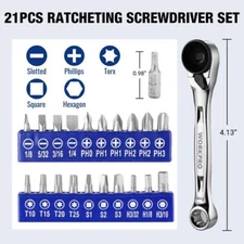 WORKPRO 21 PCS 1/4" 72-Tooth Mini Low Profile Ratchet Wrench Bit Set 90 Degree