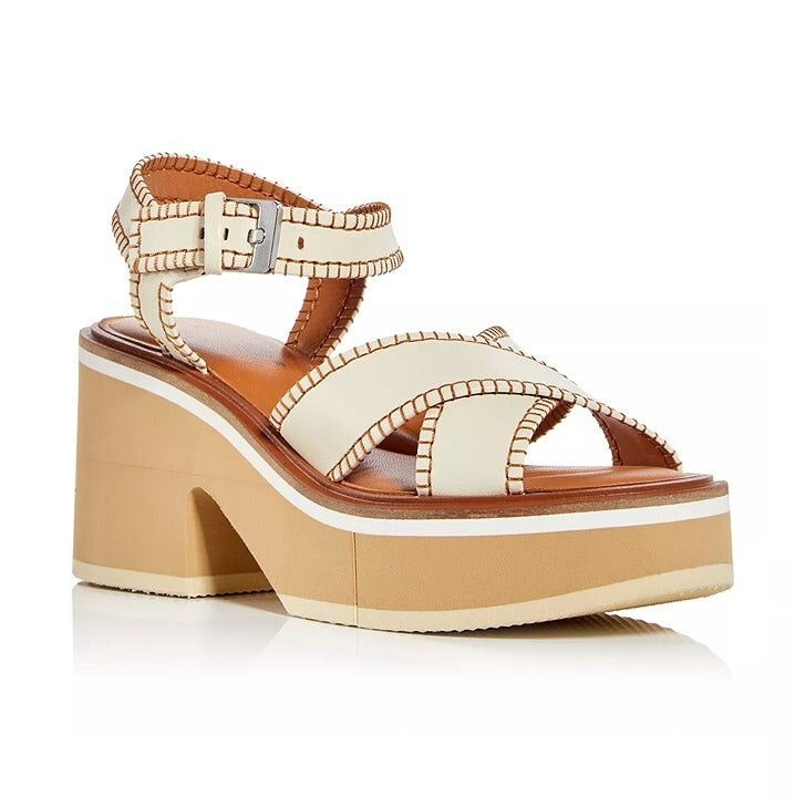 Clergerie Women's Charline Crisscross Stitch Platform Sandal Size