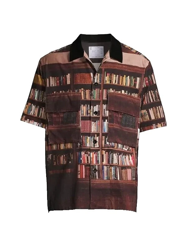 Animal Print Cotton Short Sleeve Casual Button-Down Shirts for Men