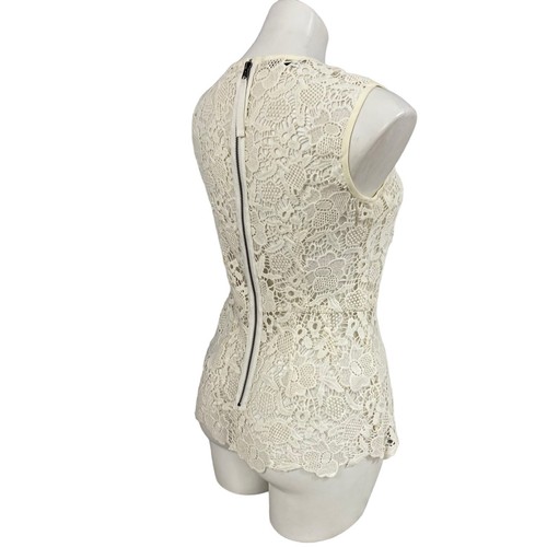 Cabi Womens 800 Needle Lace Shell Peplum Top Womens XS Floral Cream Rear Zip - Picture 9 of 13