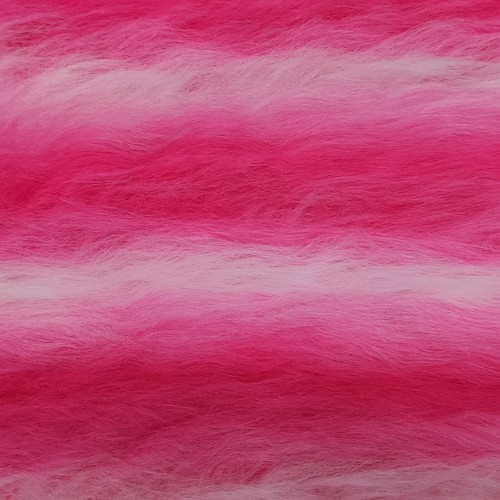 Long Haired Faux Fur Fabric - White/Cerise Stripe - AC 356 / YF56 - Picture 2 of 3